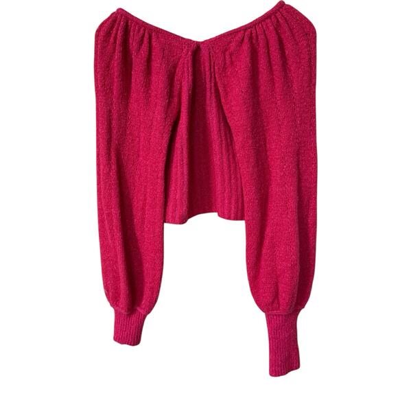 Free People Pink Cropped Ribbed Knit Katie XS Sweater Soft Cozy - Picture 11 of 11